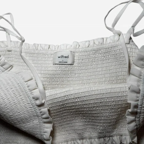 Aritzia Wilfred Tempest Sleeveless Mini Dress Smocked Chiffon L - Picture 6 of 7